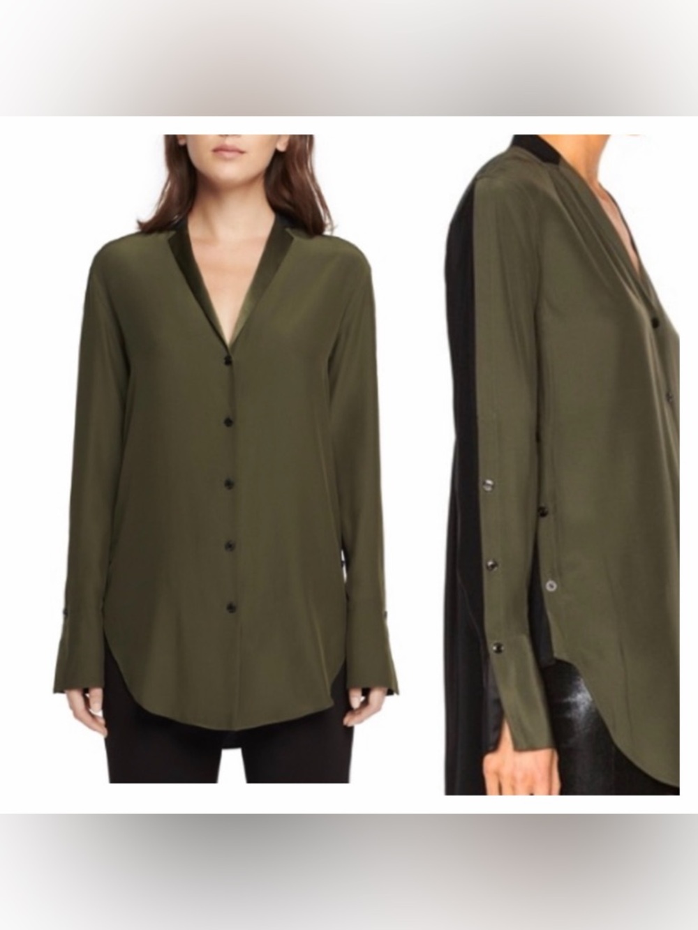 Rag & Bone Leighton Colorblock Silk Button Down Blouse